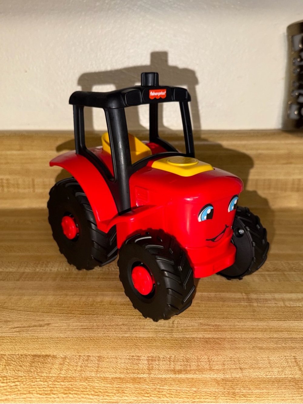 2019 Fisher-Price Red‎ and Black Smiling Tractor Toy with Seat makes noise